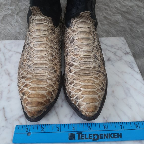 Vintage Ladies Exotic Snakeskin Leather Upper Western Cowgirl Boots Size US 9M - Picture 2 of 9